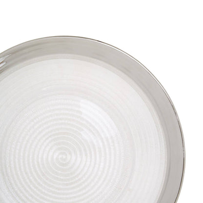 Ida Embossed Glass Dinner Plate With Silver Rim