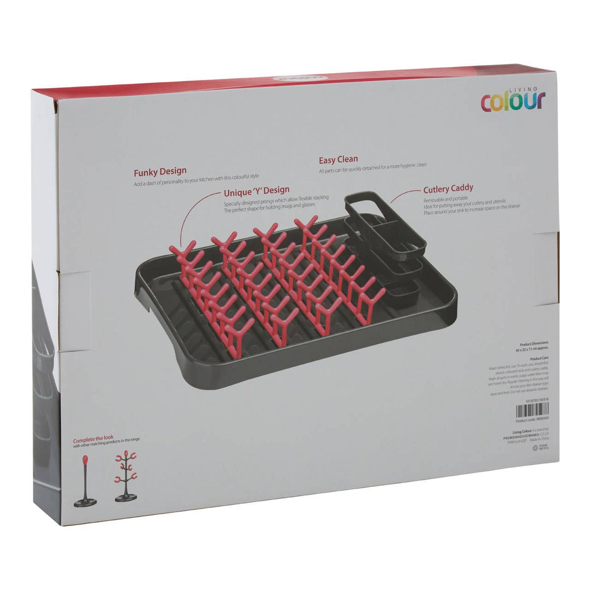 Laurie Dish Drainer - Grey and Hot Pink