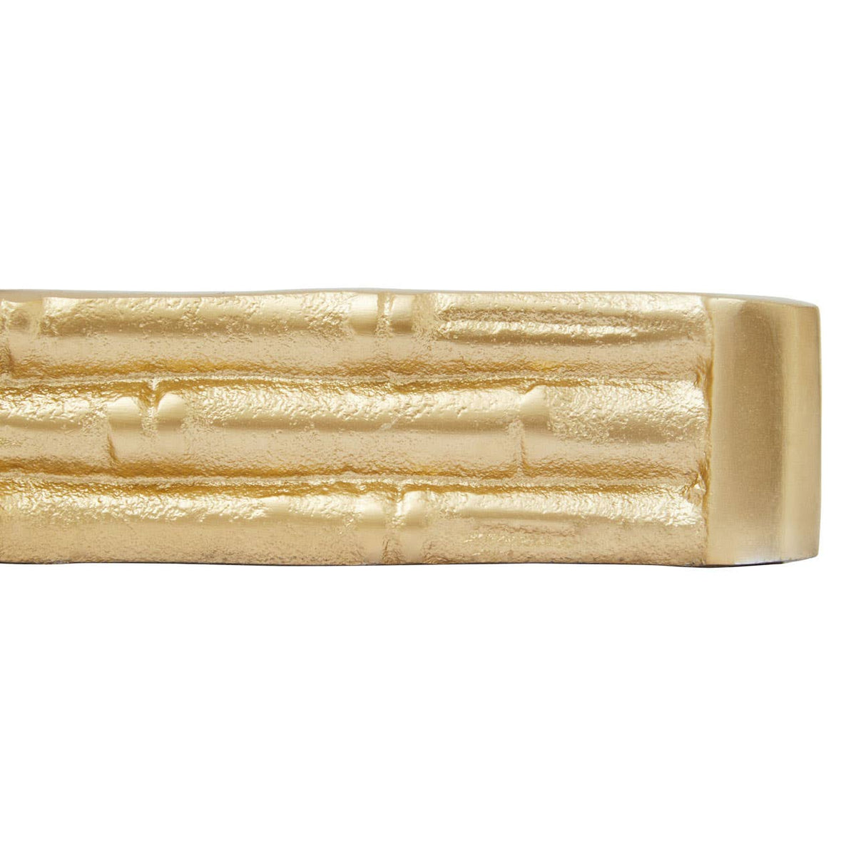Hiba Gold Finish Bamboo Effect Mirrored Tray