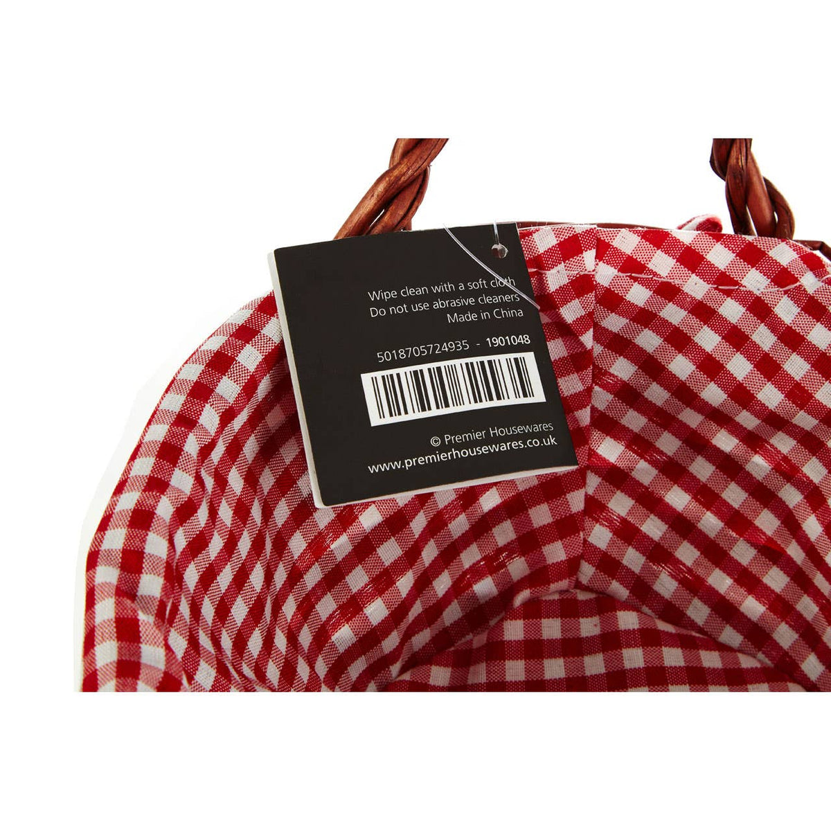 Orla Willow Bread Basket with Red Gingham Lining