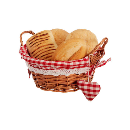 Orla Red Gingham Lining Round Willow Bread Basket