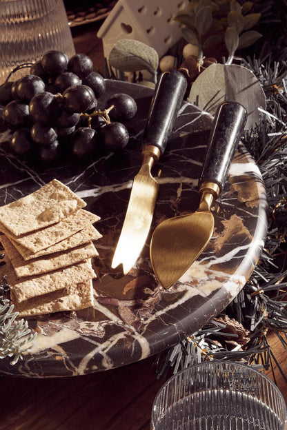 Marina Black and Gold Cheese Board and Knife Set