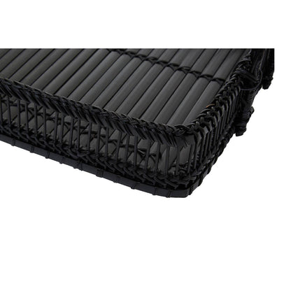 Ezell Black Rattan And Bamboo Rectangular Tray