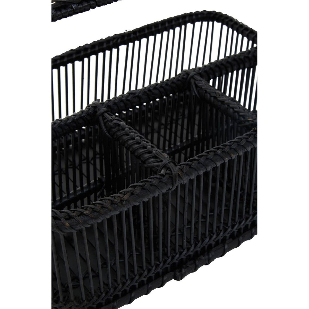 Ezell Black Rattan And Bamboo Caddy