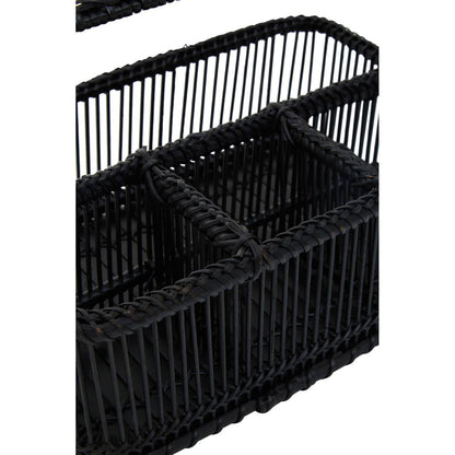 Ezell Black Rattan And Bamboo Caddy