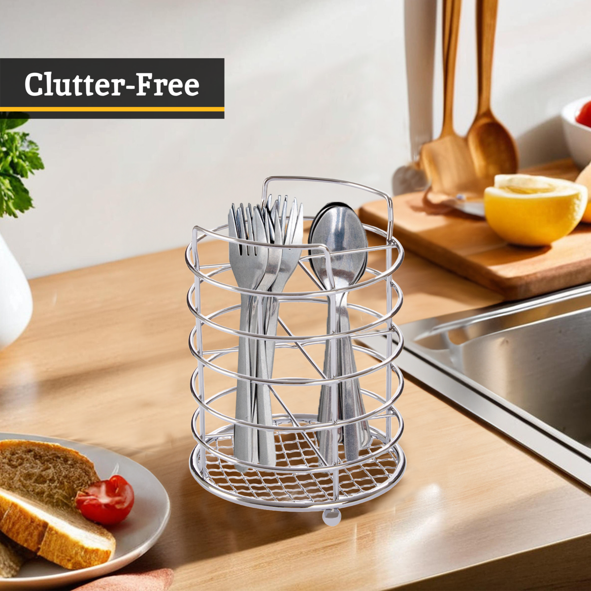 Soren Chrome 4 Section Cutlery Caddy