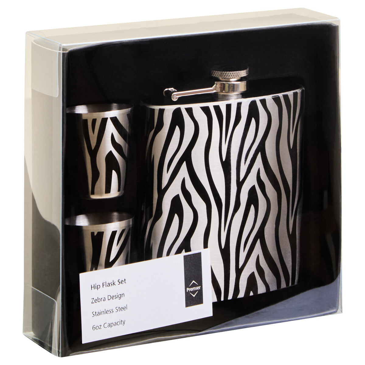 Auden Zebra  Hip Flask and Shot Glasses Set