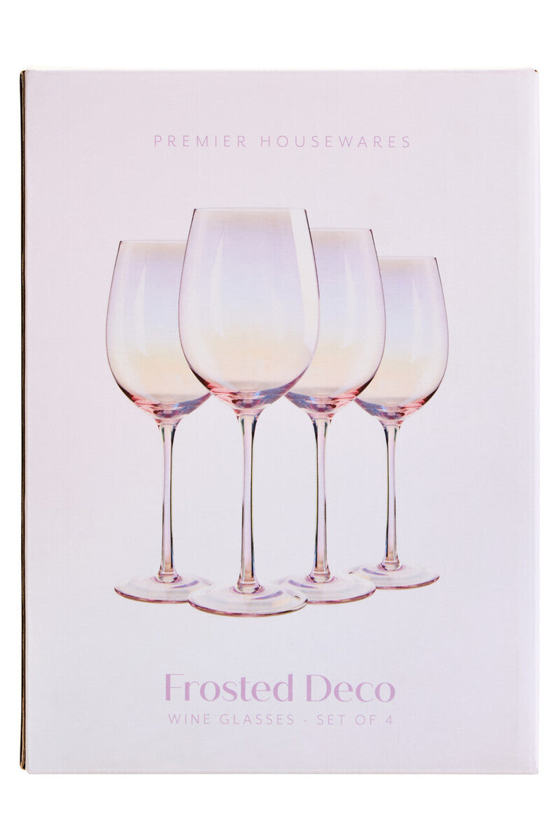 Frosted Deco Set Of 4 Wine Glasses