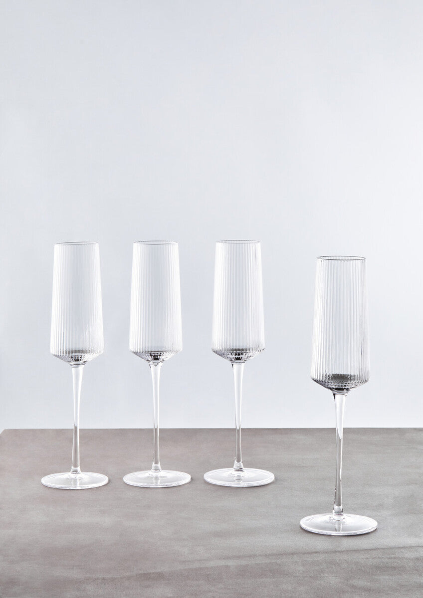 Eldon Set of Four Ribbed Champagne Glasses