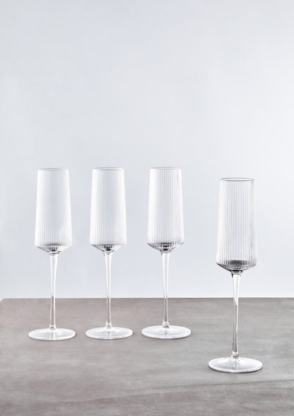 Eldon Set of Four Ribbed Champagne Glasses