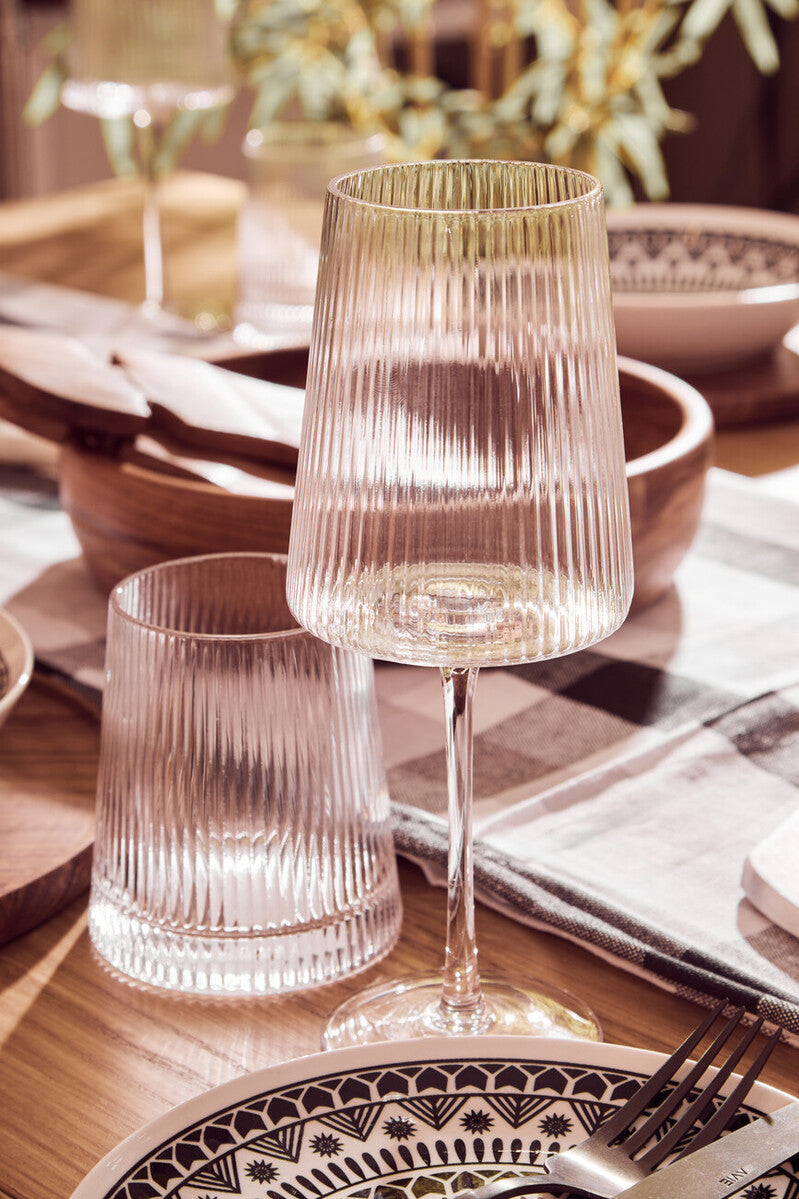 Eldon Set of Four Ribbed Wine Glasses 430ml