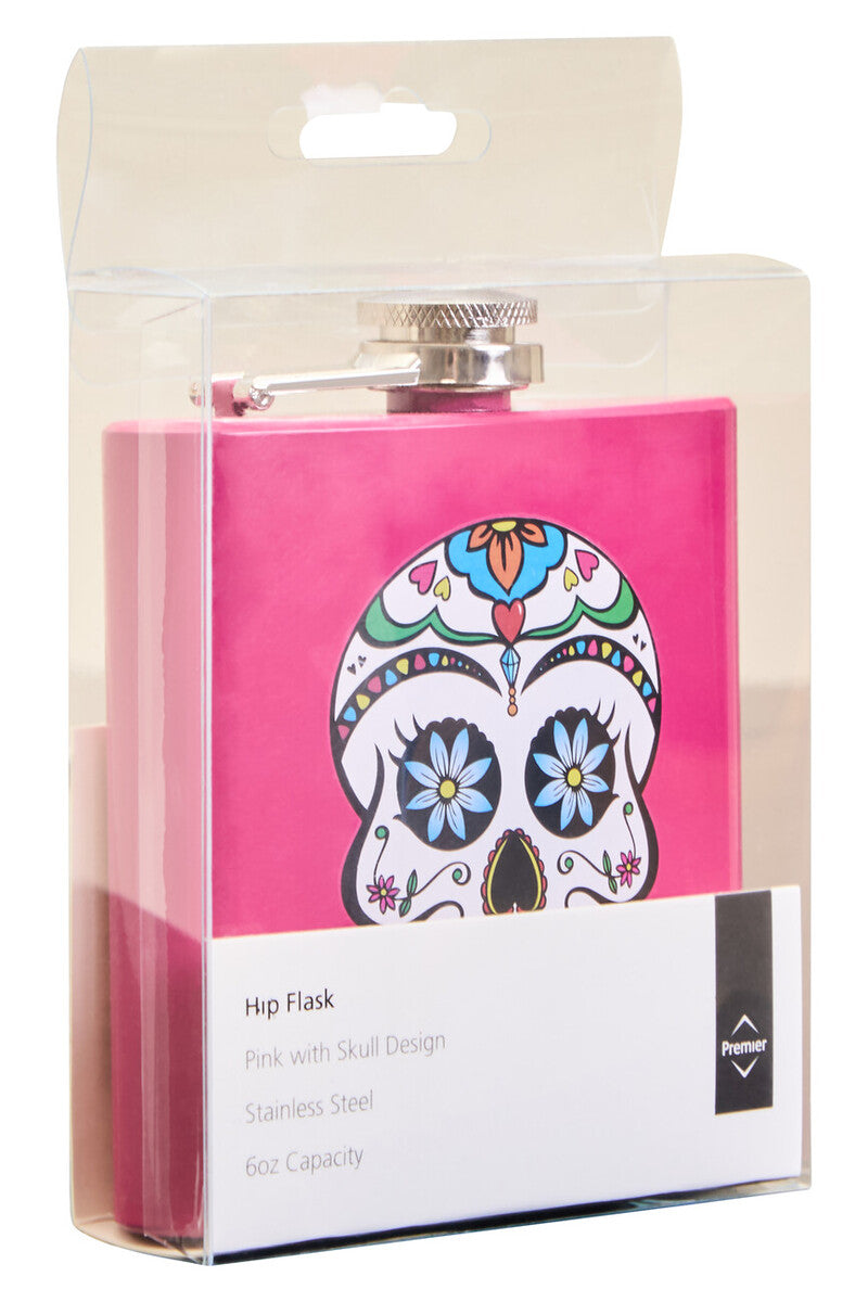 Auden Pink Hip Flask Skull Design