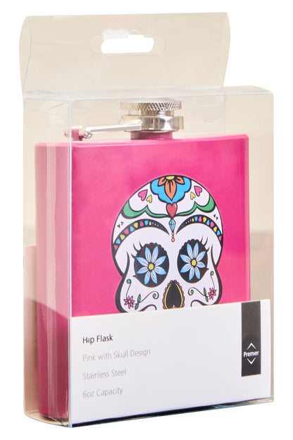 Auden Pink Hip Flask Skull Design