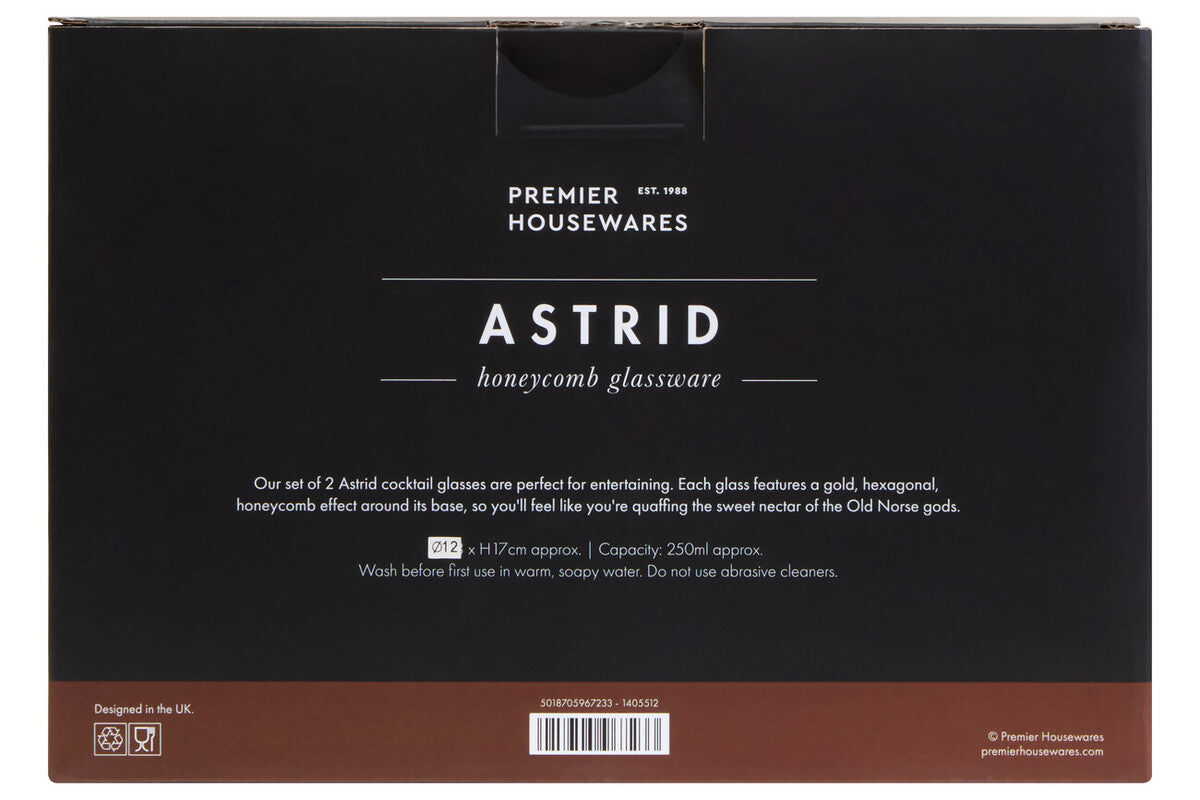 Astrid Set Of Two Cocktail Glasses With Gold Finish Stem