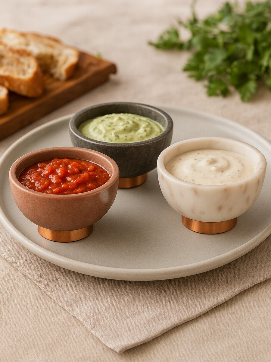 Monzaro Set Of 3 Marble Dipping Bowls
