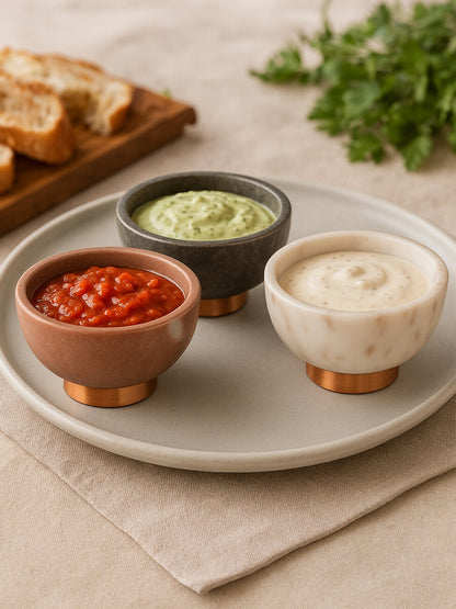 Monzaro Set Of 3 Marble Dipping Bowls