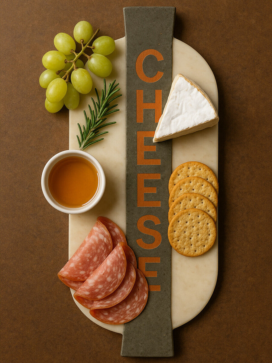 Monzaro White and Grey Marble Cheeseboard