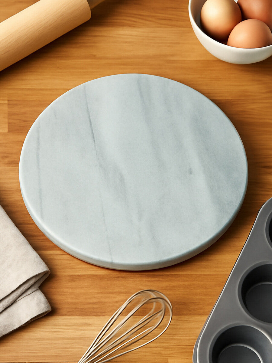 Salerno White Marble Round Chopping and Serving Board