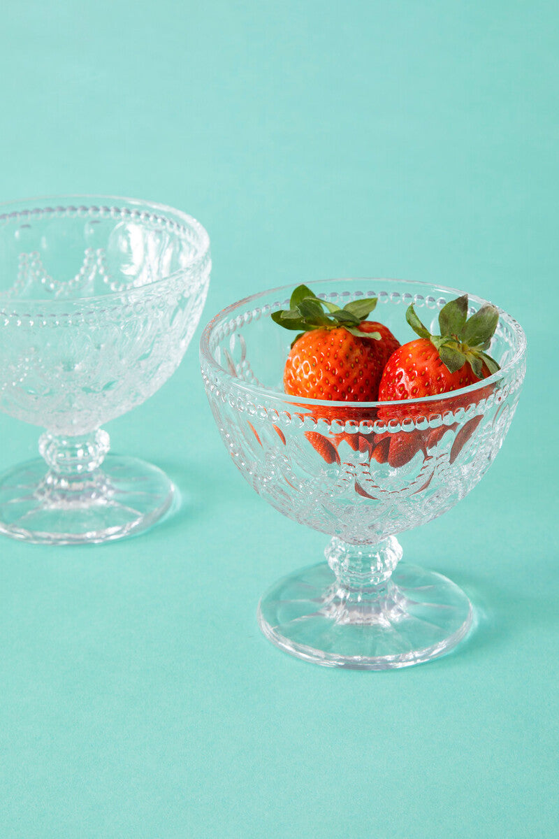 Fleur Set Of Two Clear Glass Sundae Dishes