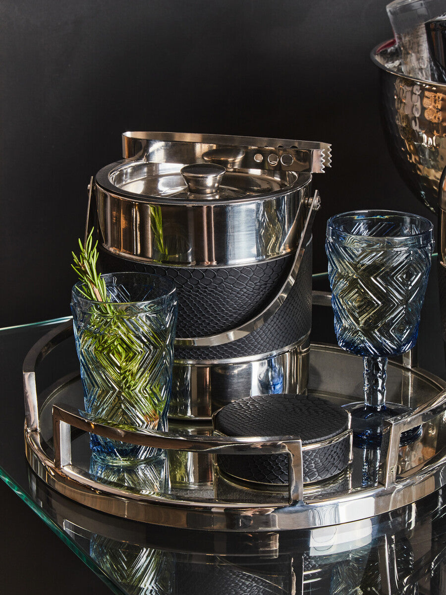 Fleur Set Of Four Blue Highball Glasses