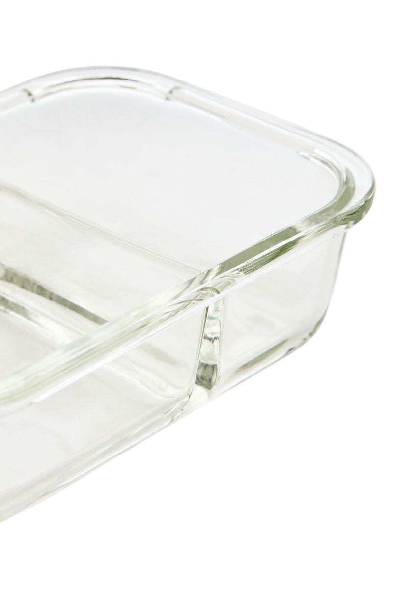 Freska 2 Section Rectangular Glass Container With Lid 640 ml