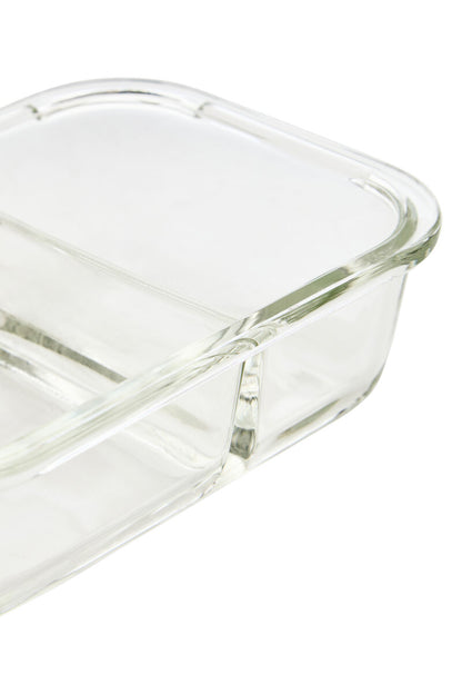 Freska 2 Section Rectangular Glass Container With Lid 640 ml