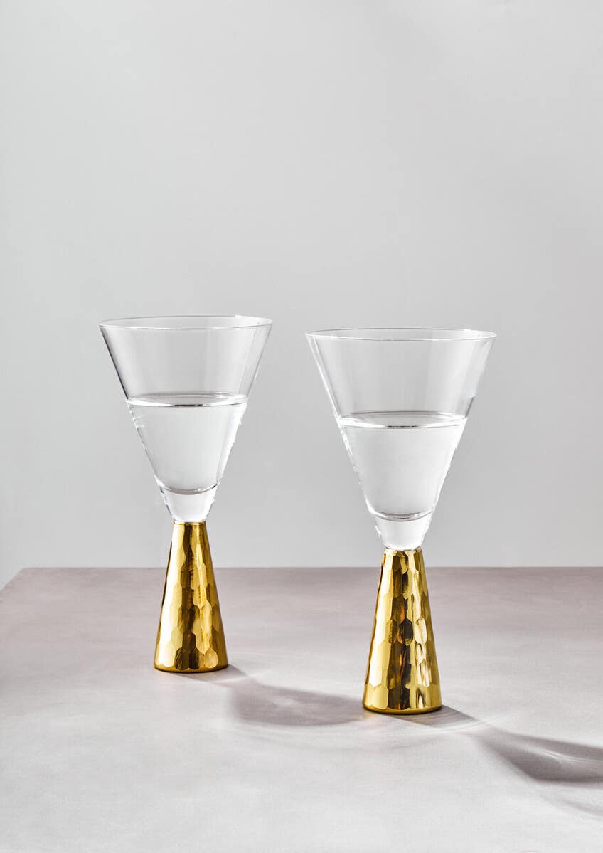 Set Of Two Astrid Wine Glasses With Gold Finish Stem
