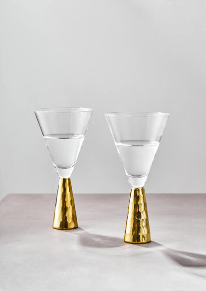 Set Of Two Astrid Wine Glasses With Gold Finish Stem