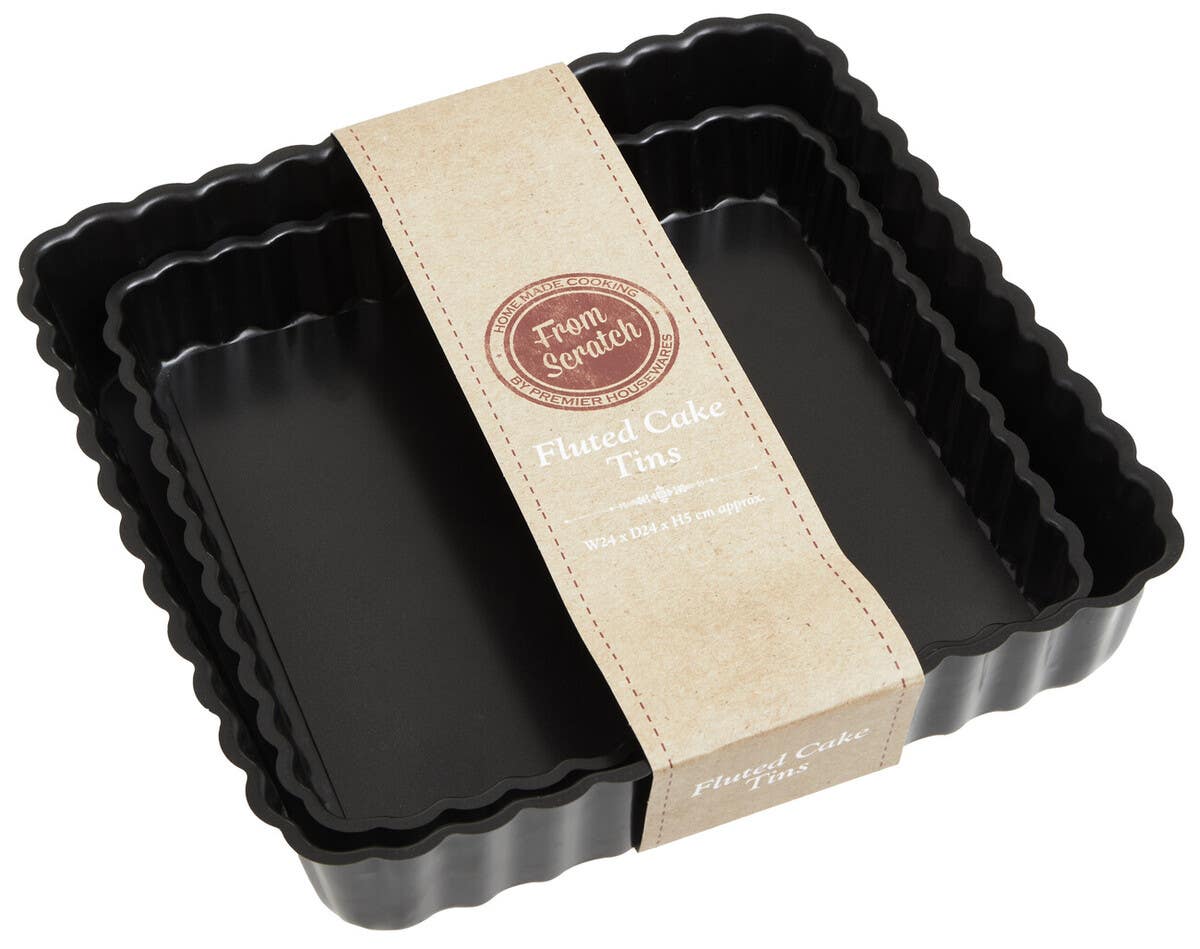From Scratch Set Of Two Fluted Quiche Flan Tins