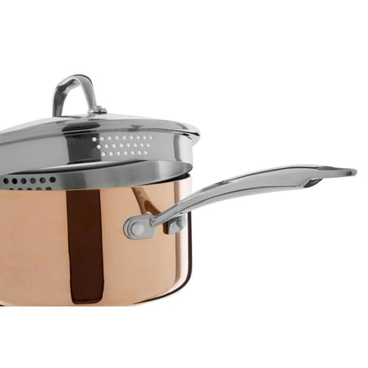 Minerva Copper Finish 20cm Saucepan with Lid