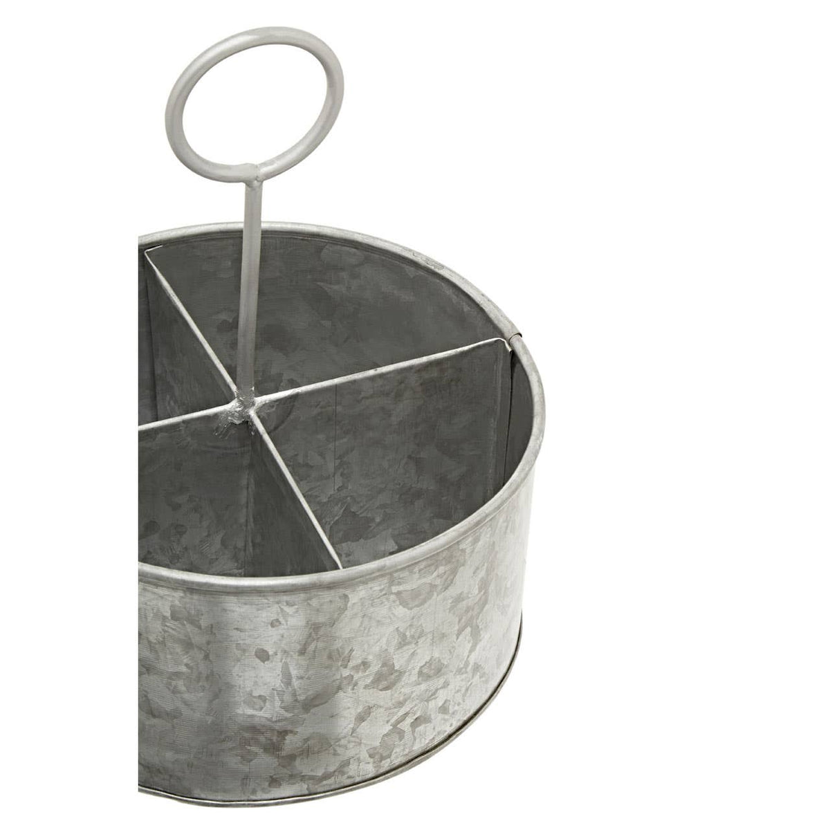 Drummond Galvanised Steel 4 Compartment Round Cutlery Caddy