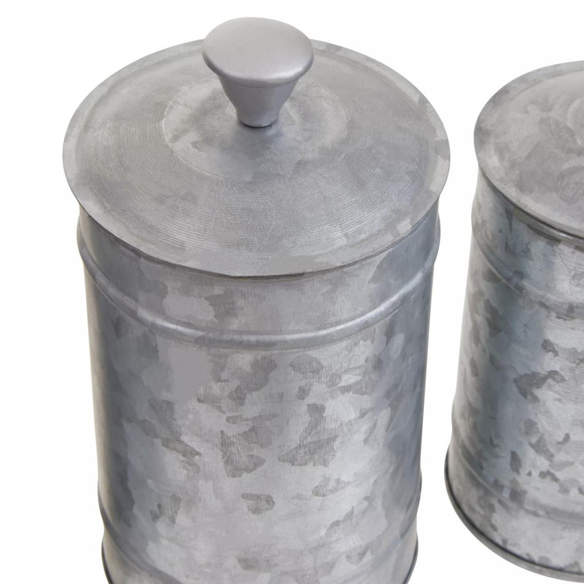 Drummond Set Of Three Galvanised Steel Canisters