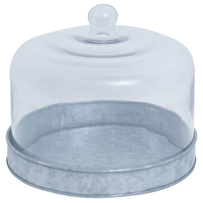 Drummond Galvanised Steel Cake Plate With Glass Dome