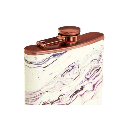 Auden Marble Effect Rose Gold Hip Flask