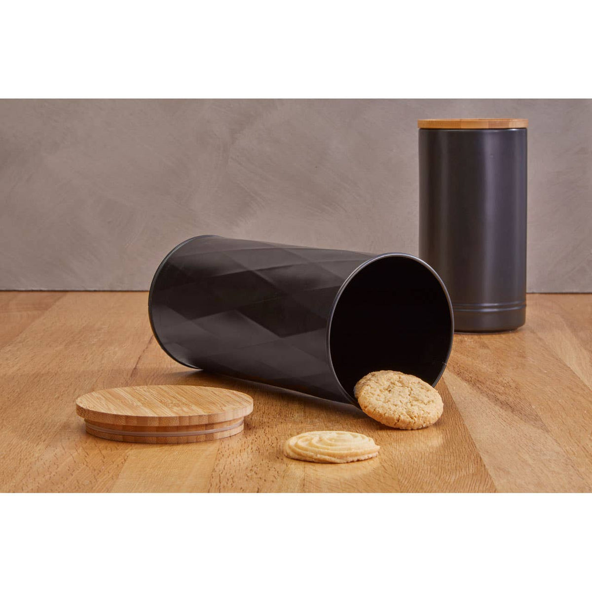 Rhombus Black Large Storage Canister