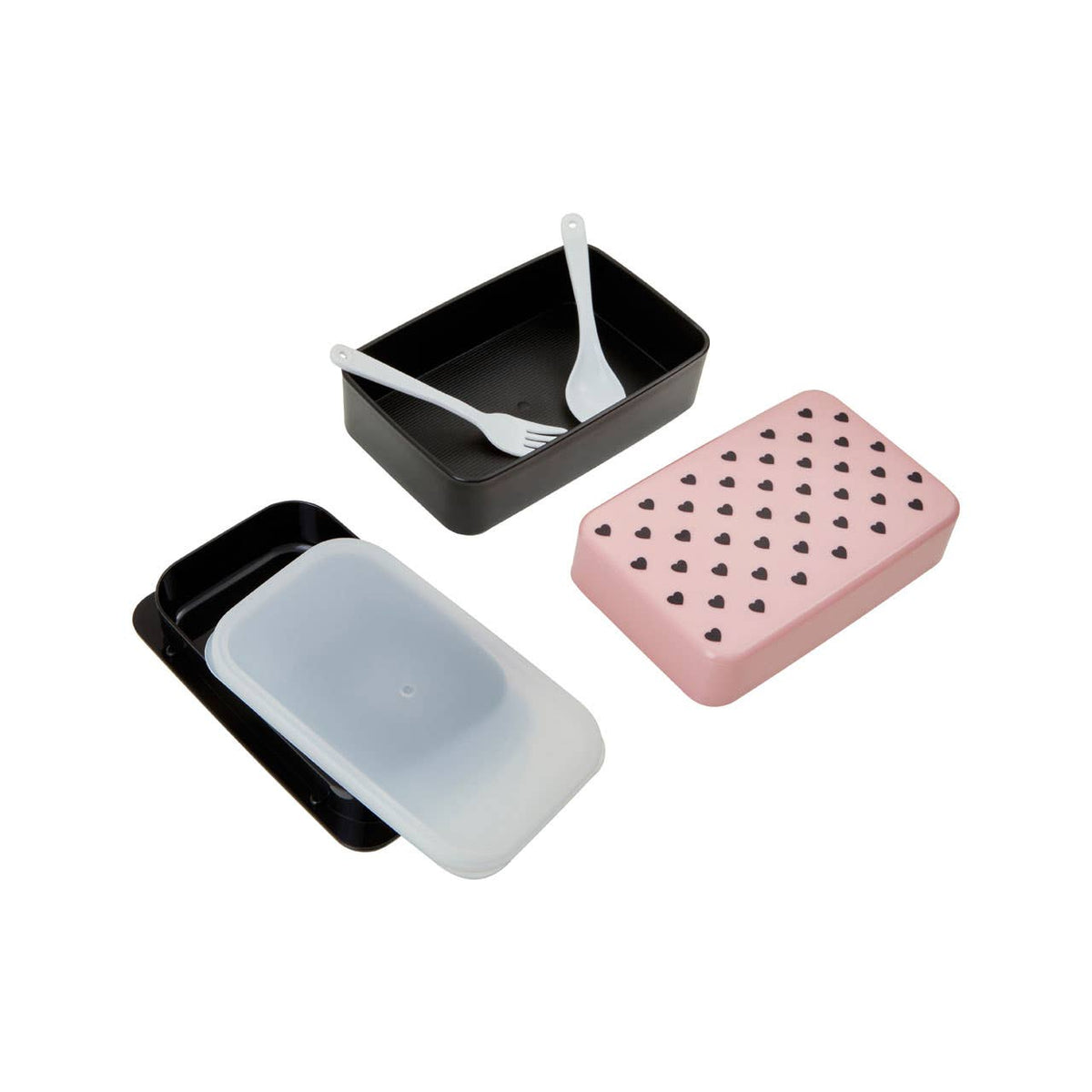 Grub Tub Light Pink Hearts Lunch Box With Cutlery