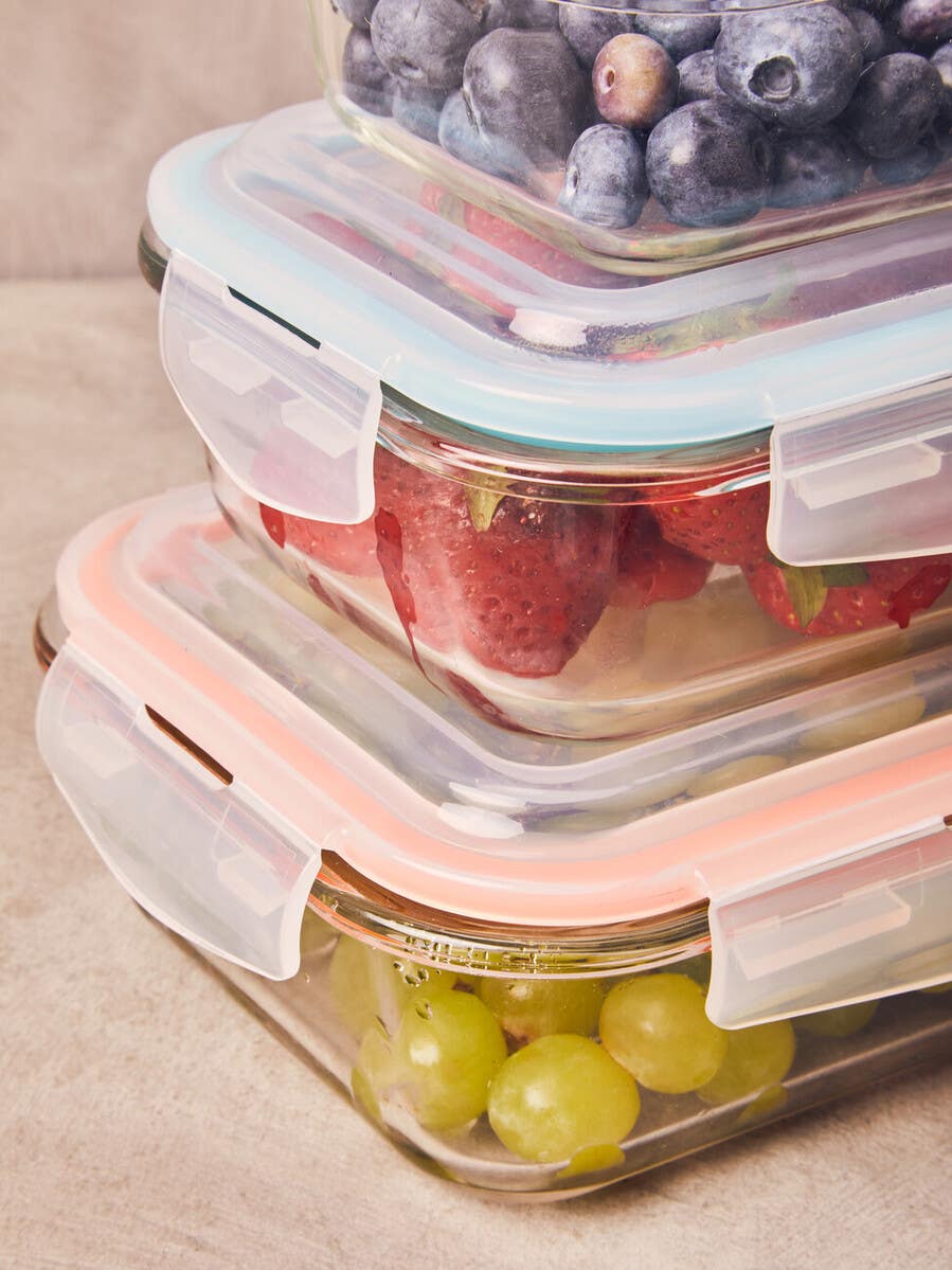 Freska Set Of 3 Rectangular Glass Containers