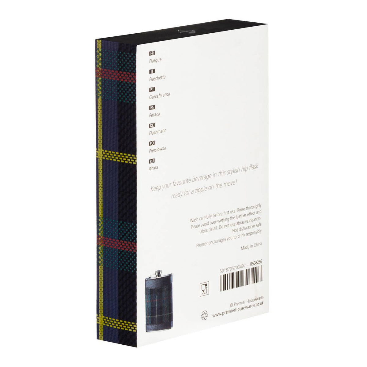 Auden Green Tartan Hip Flask