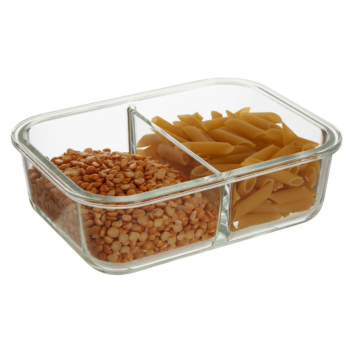 Freska 2 Section Rectangular Glass Container With Lid 1520 ml