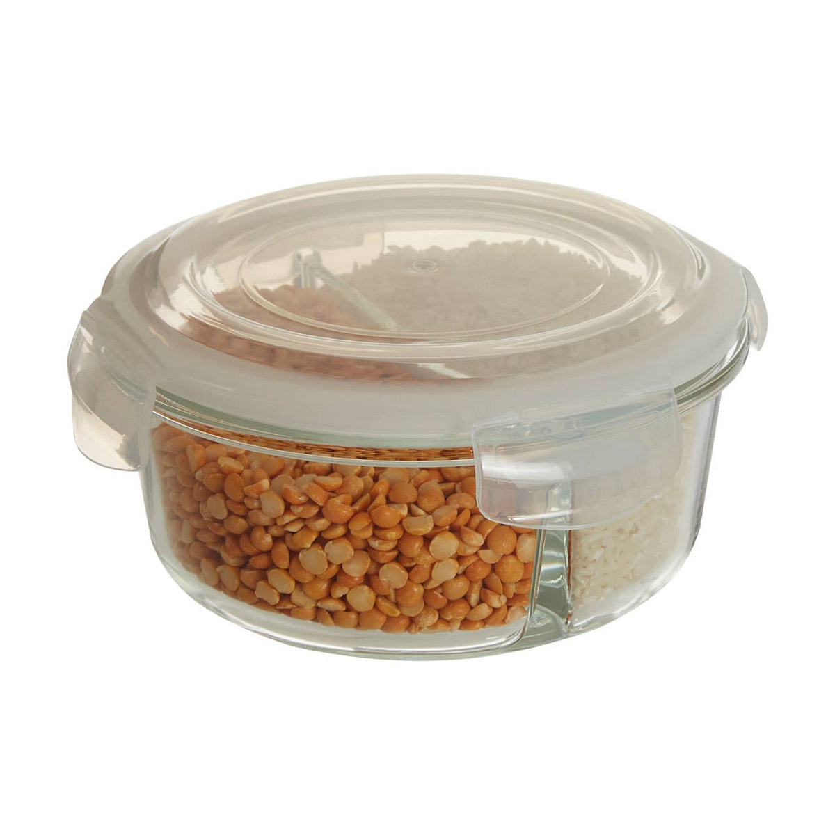 Freska 2 Section Round Glass Container With Lid 950 ml