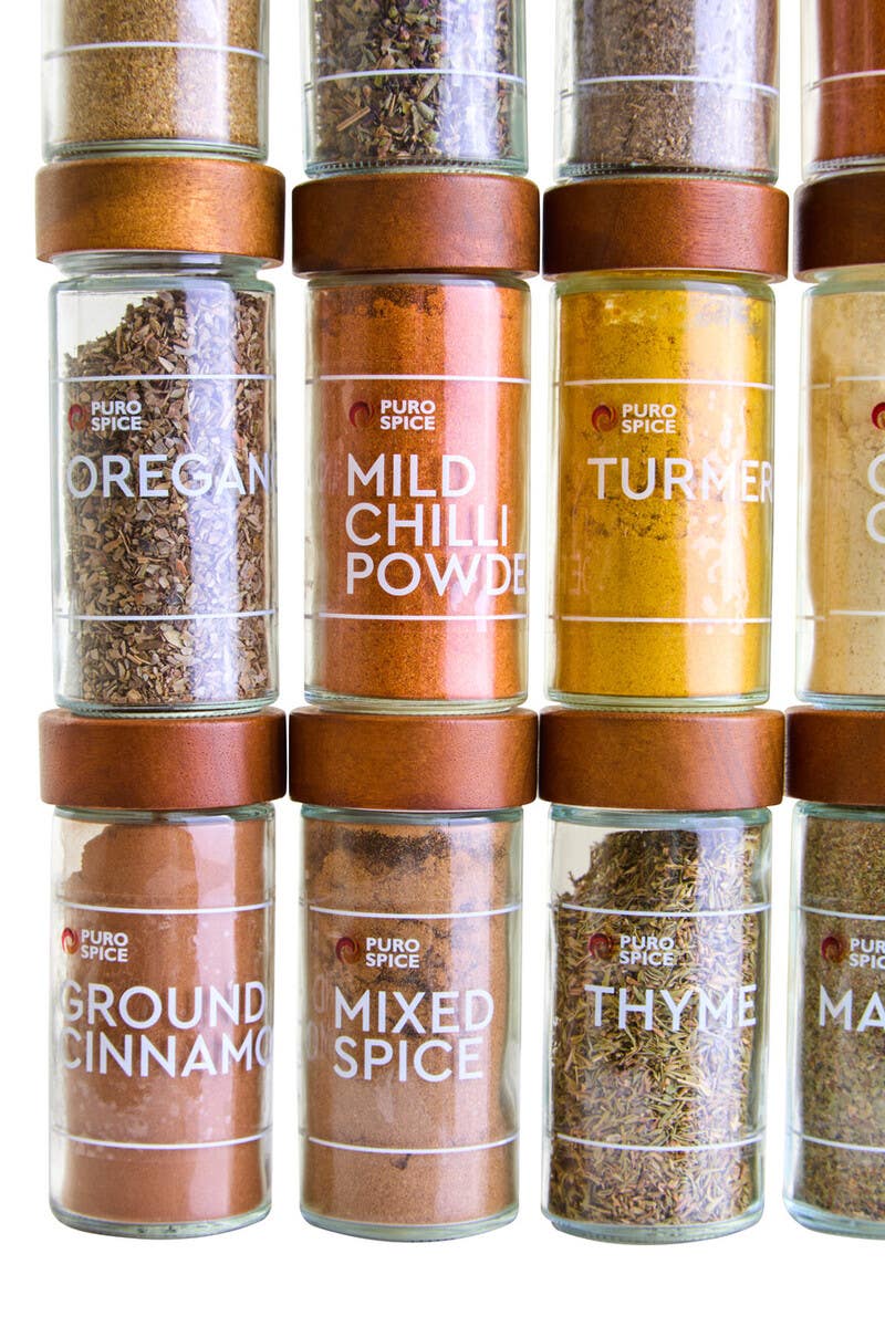 Puro Acacia Wood Revolving Spice Rack with 16 Jars