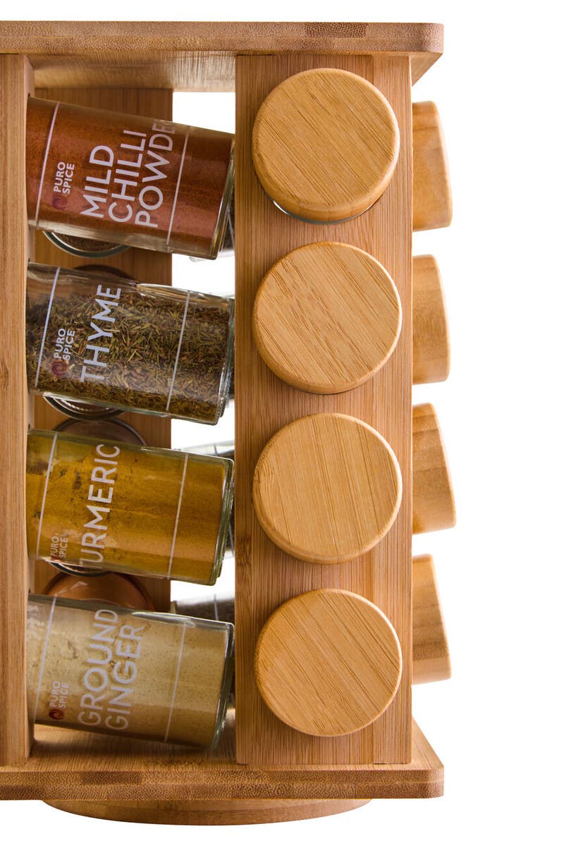 Puro Bamboo Revolving Spice Rack with 16 Jars
