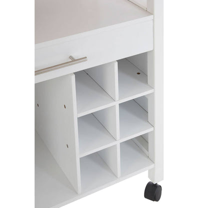 Harlow White and Bamboo Top 1 Drawer Kitchen Trolley