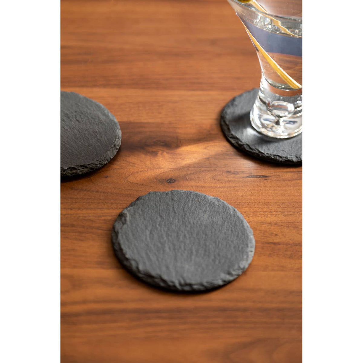 Preto Set of Four Slate Round Coasters