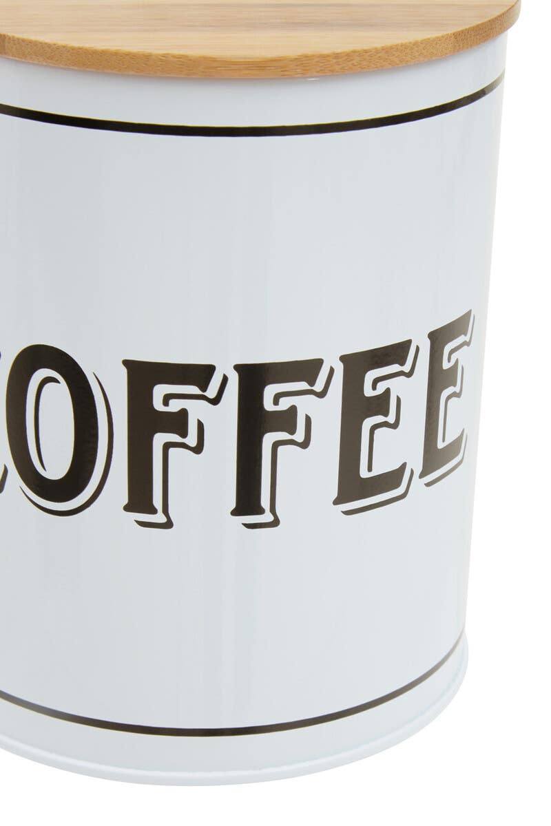 Grocer White Metal Coffee Canister