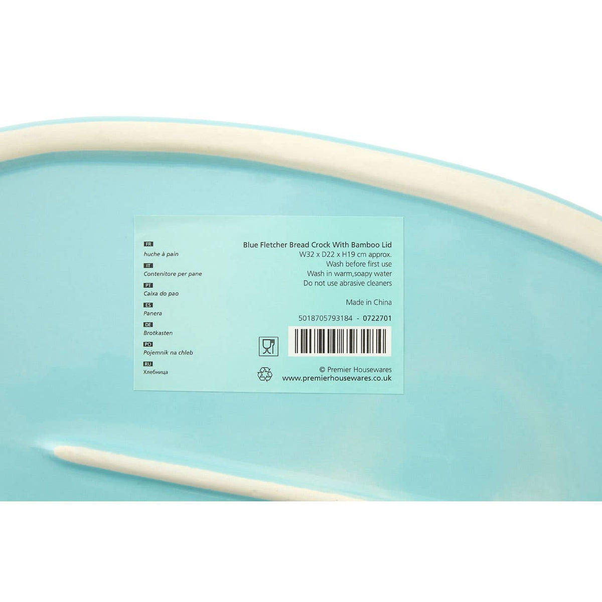 Fletcher Blue Ceramic Bread Bin
