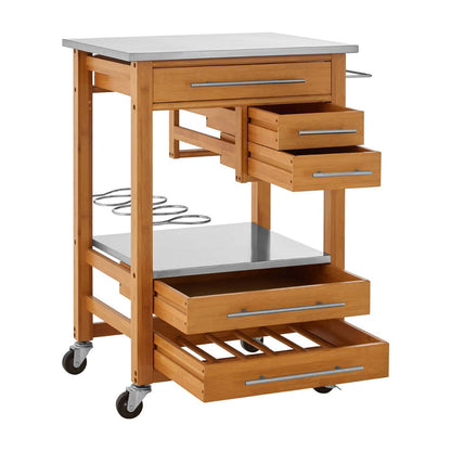 Harlow Bamboo Four Drawer Kitchen Trolley