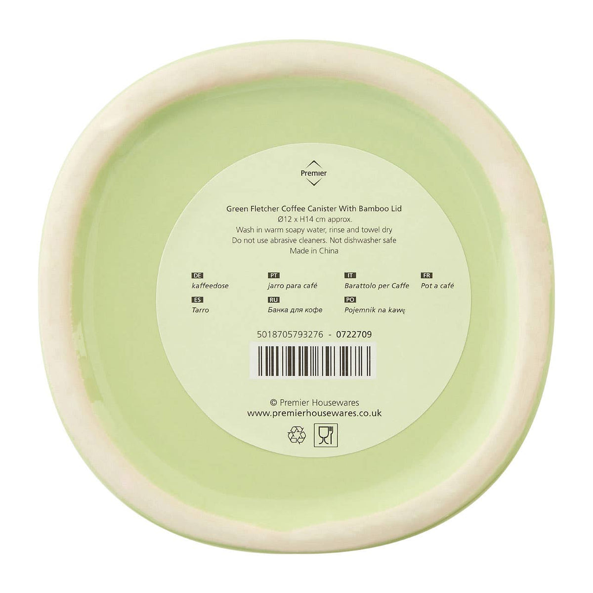 Fletcher Green Ceramic Coffee Canister