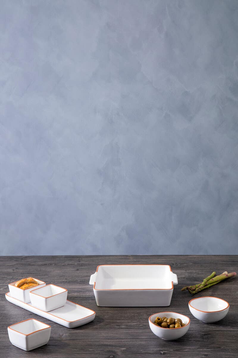 Calisto Terracotta Set of 2 White Glazed Mini Bowls