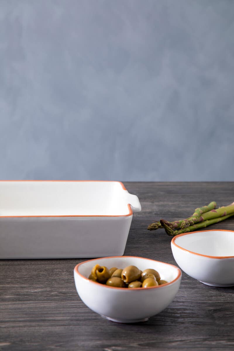 Calisto Terracotta White Glazed Oven to Table Dish